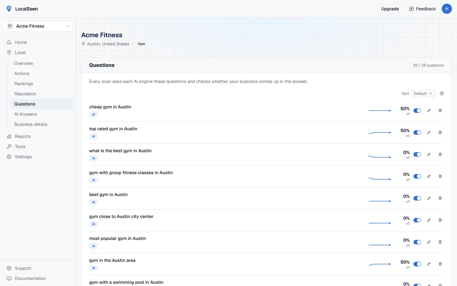 25 tracked questions