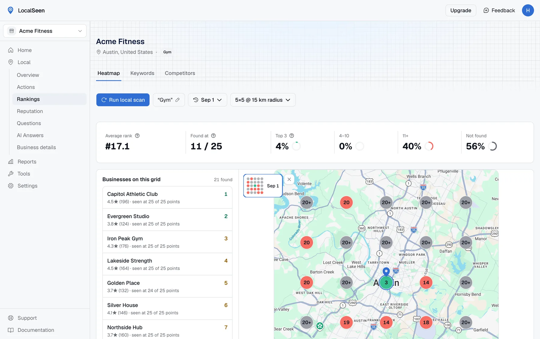 Geo-grid map ranking